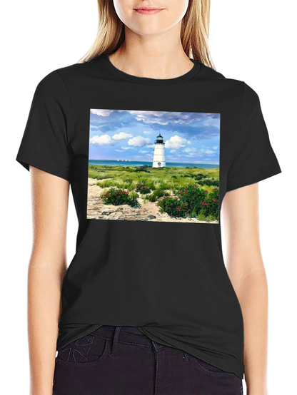Lighthouse Landscape Graphic Tee - Coastal Style T-Shirt