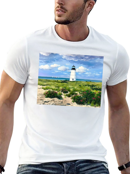 Lighthouse Landscape Graphic Tee - Coastal Style T-Shirt