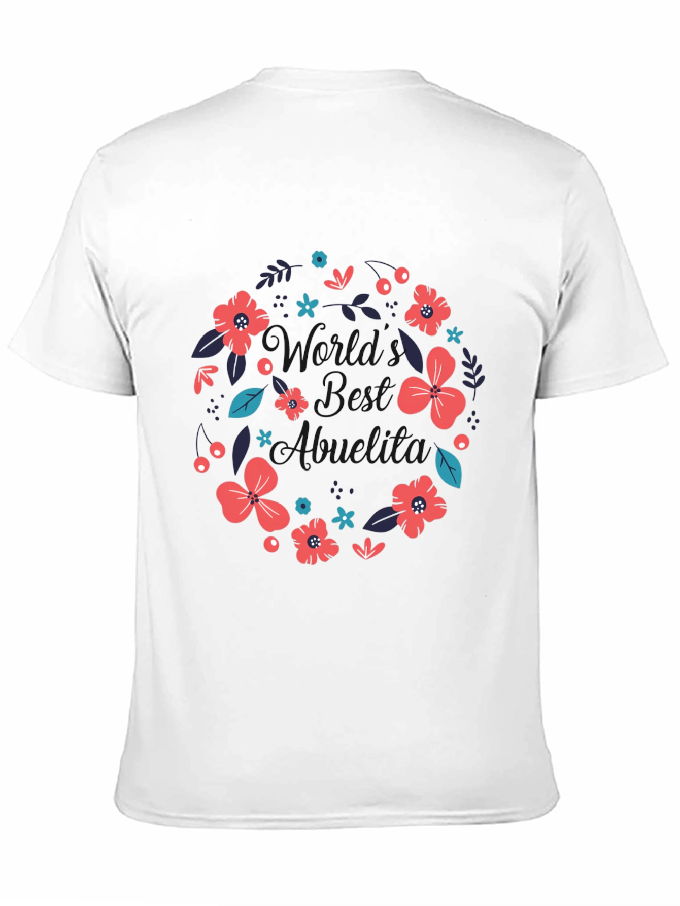 Worlds Best Abuelita Floral Wreath Black T-Shirt