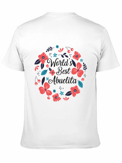 Worlds Best Abuelita Floral Wreath Black T-Shirt