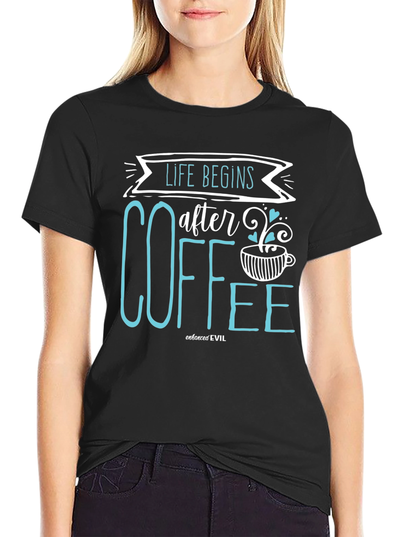Life Begins After Coffee Black Graphic Tee