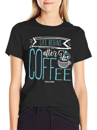 Life Begins After Coffee Black Graphic Tee