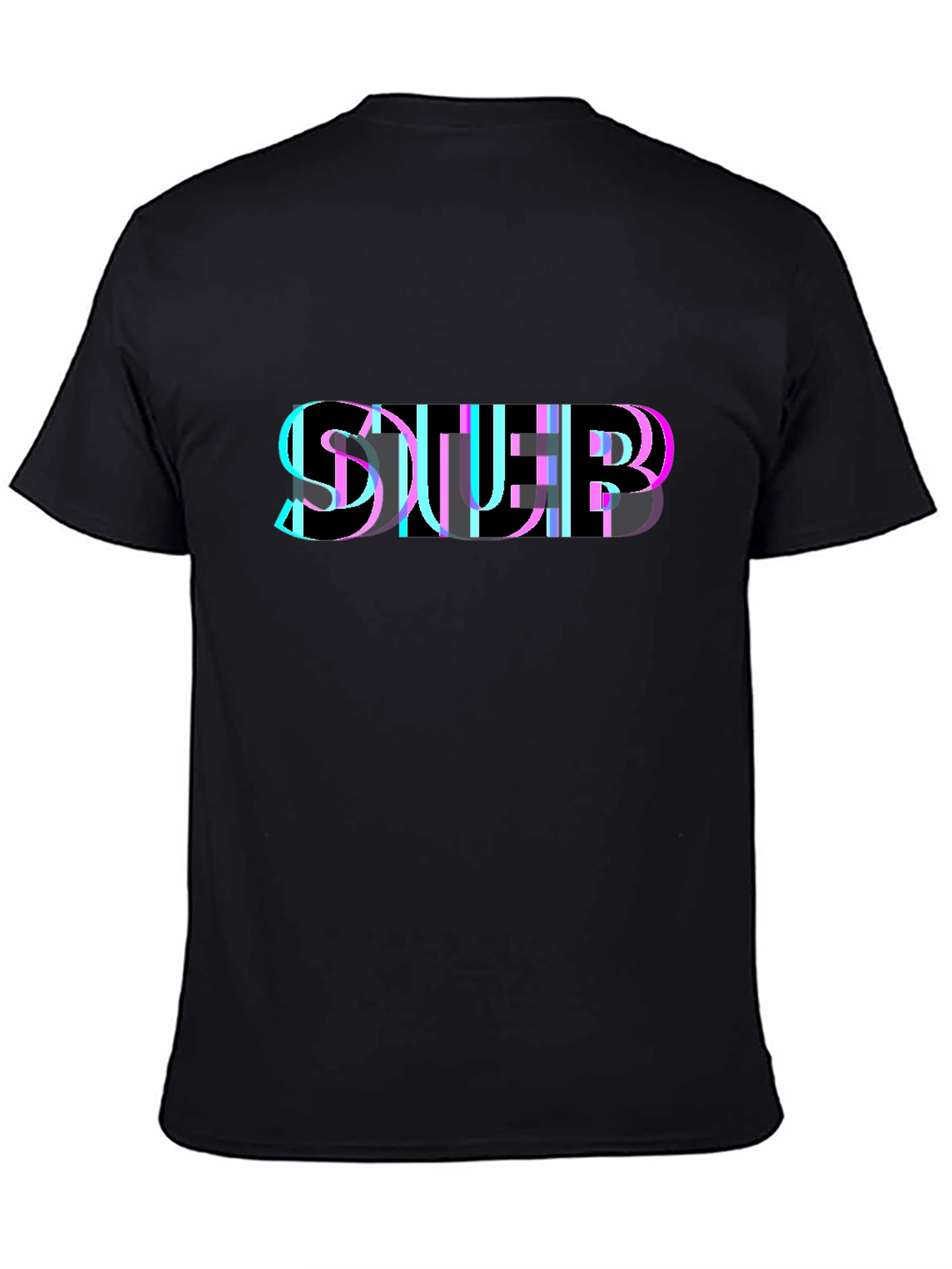 Abstract Glitch Graphic Black T-Shirt