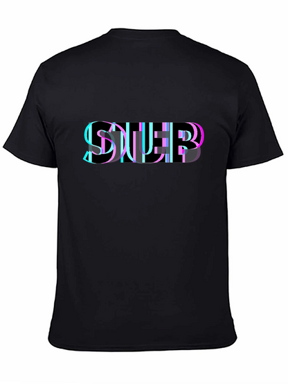 Abstract Glitch Graphic Black T-Shirt