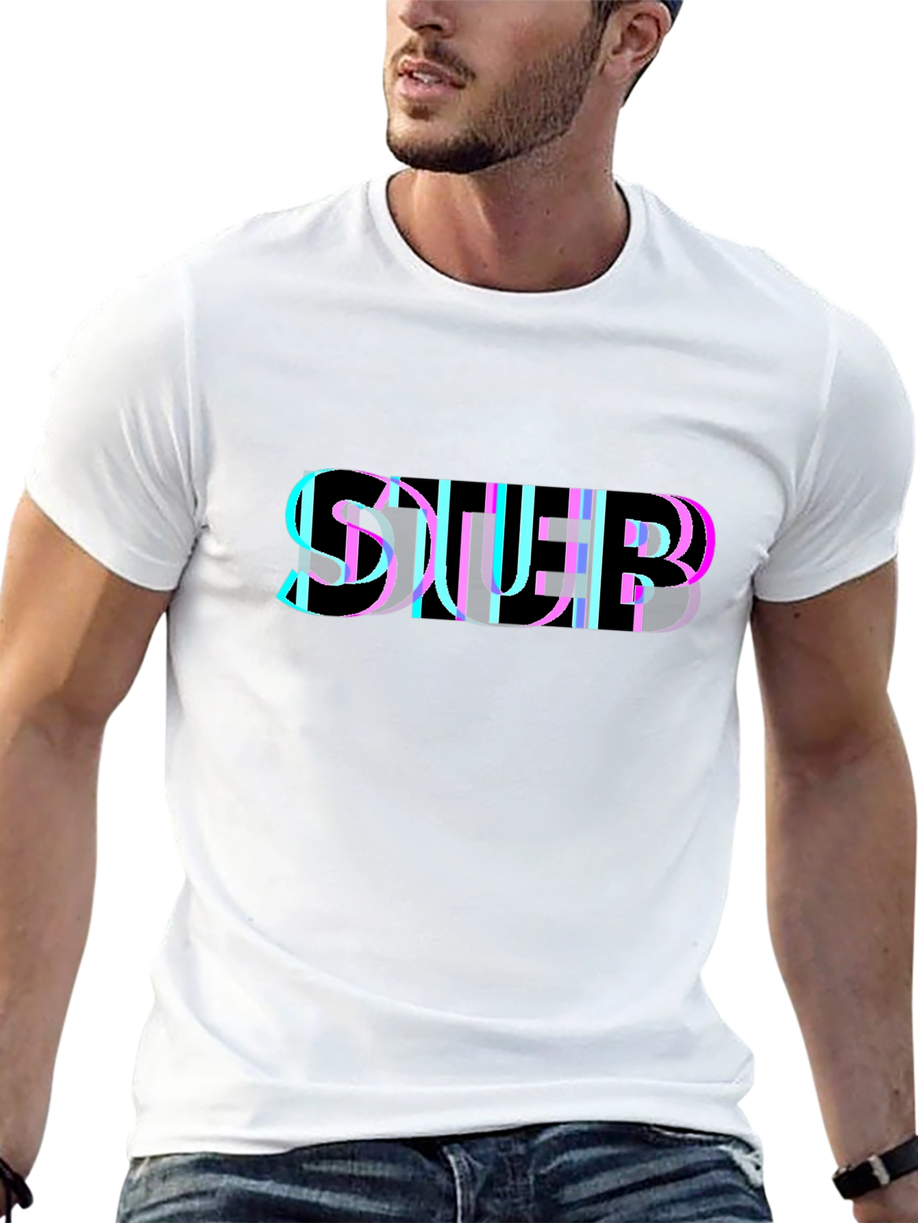Abstract Glitch Graphic Black T-Shirt