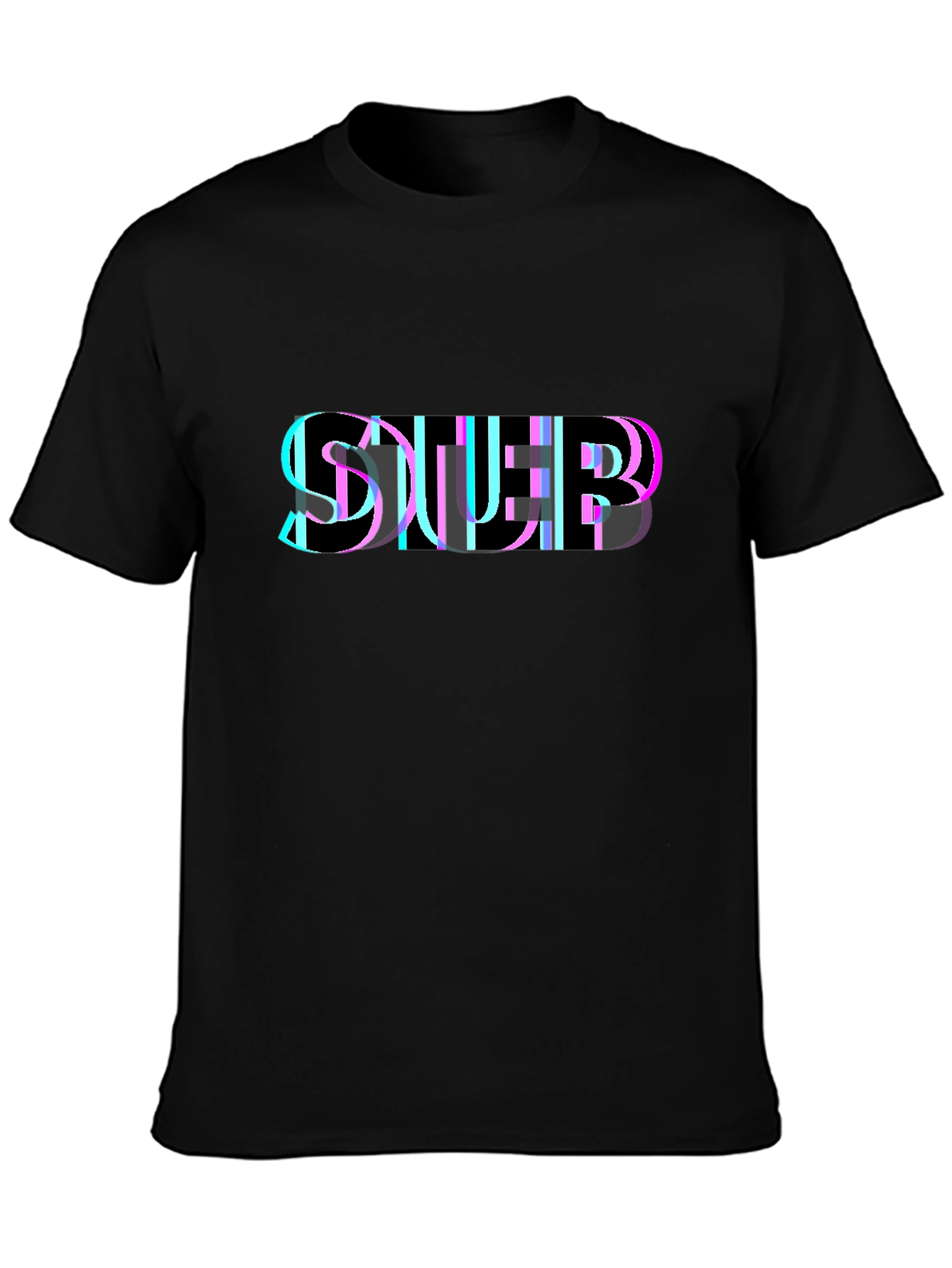 Abstract Glitch Graphic Black T-Shirt