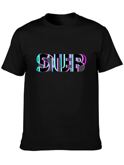 Abstract Glitch Graphic Black T-Shirt