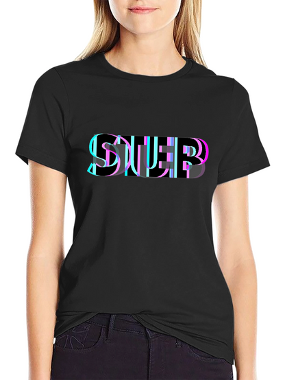 Abstract Glitch Graphic Black T-Shirt