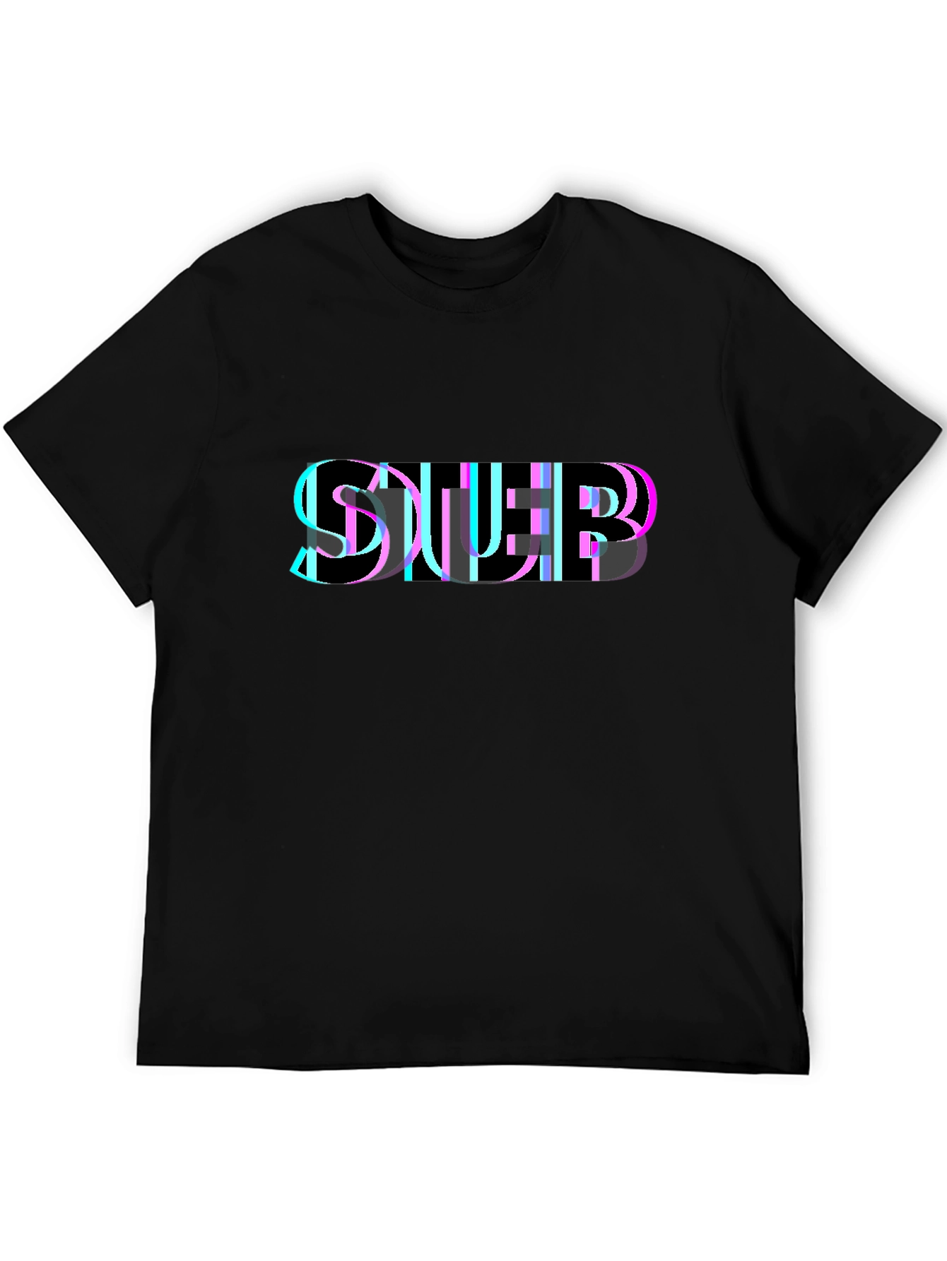 Abstract Glitch Graphic Black T-Shirt