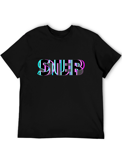 Abstract Glitch Graphic Black T-Shirt