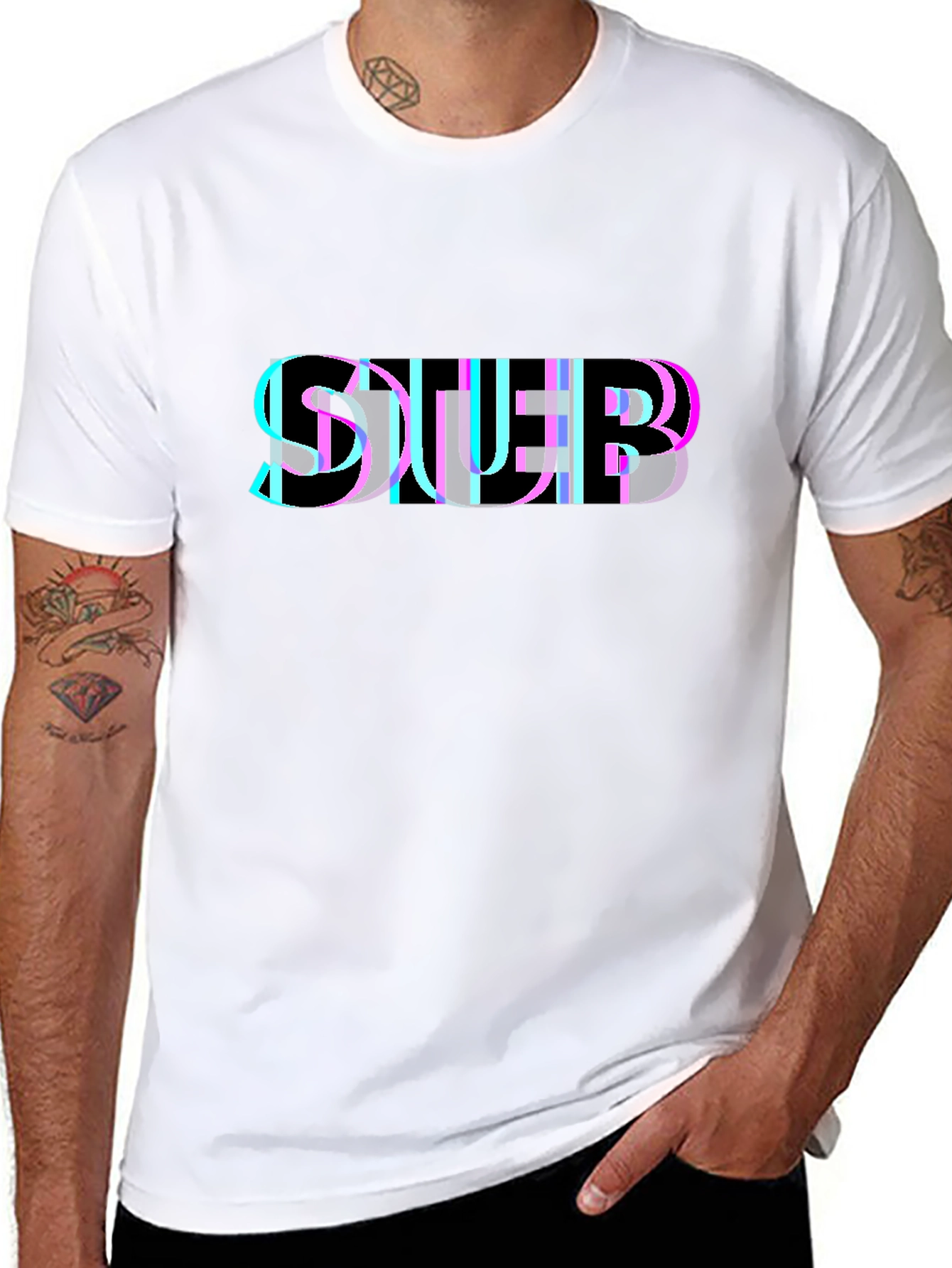 Abstract Glitch Graphic Black T-Shirt