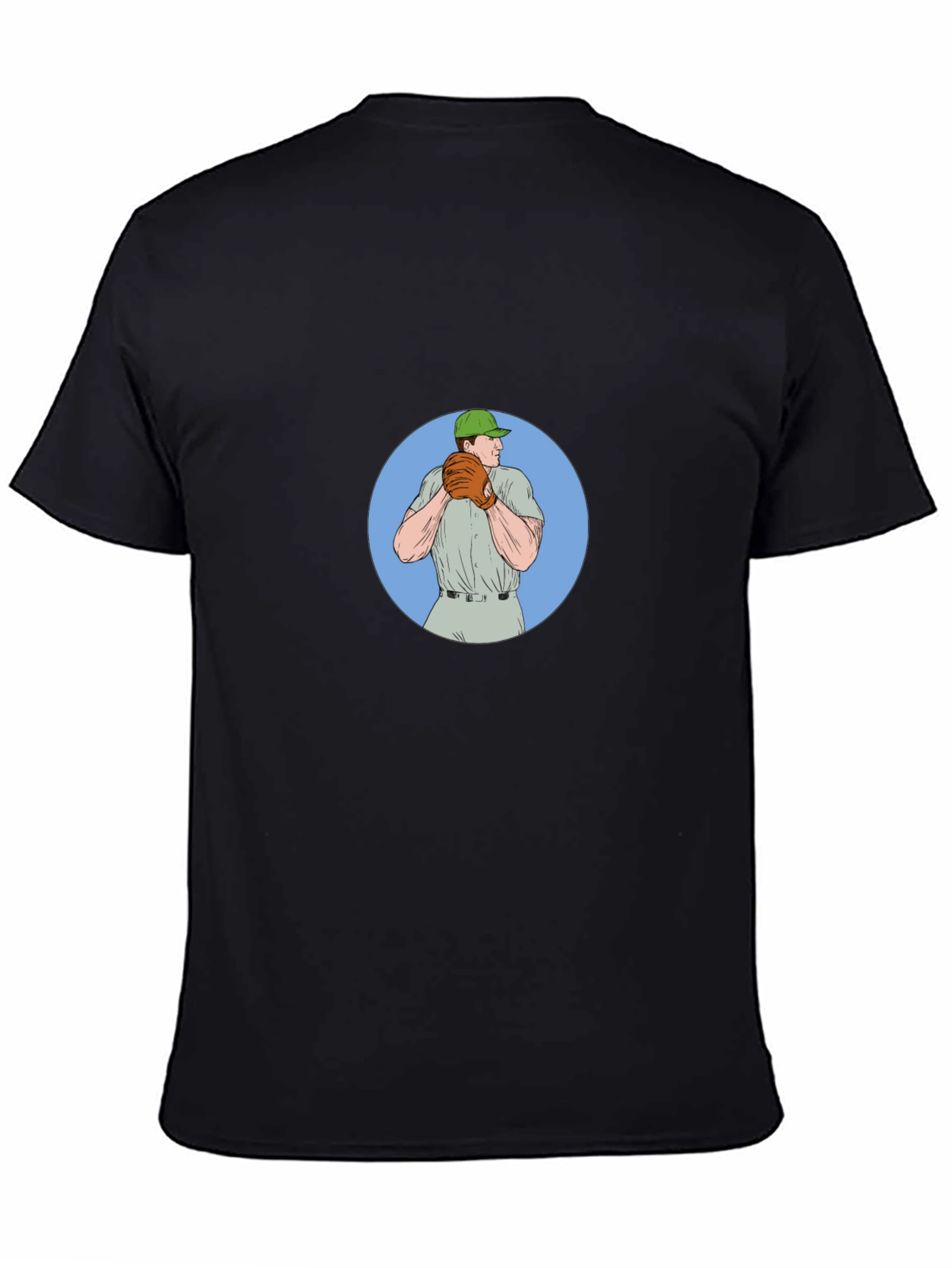 Baseball Pitcher Graphic Tee - Black Cotton T-Shirt