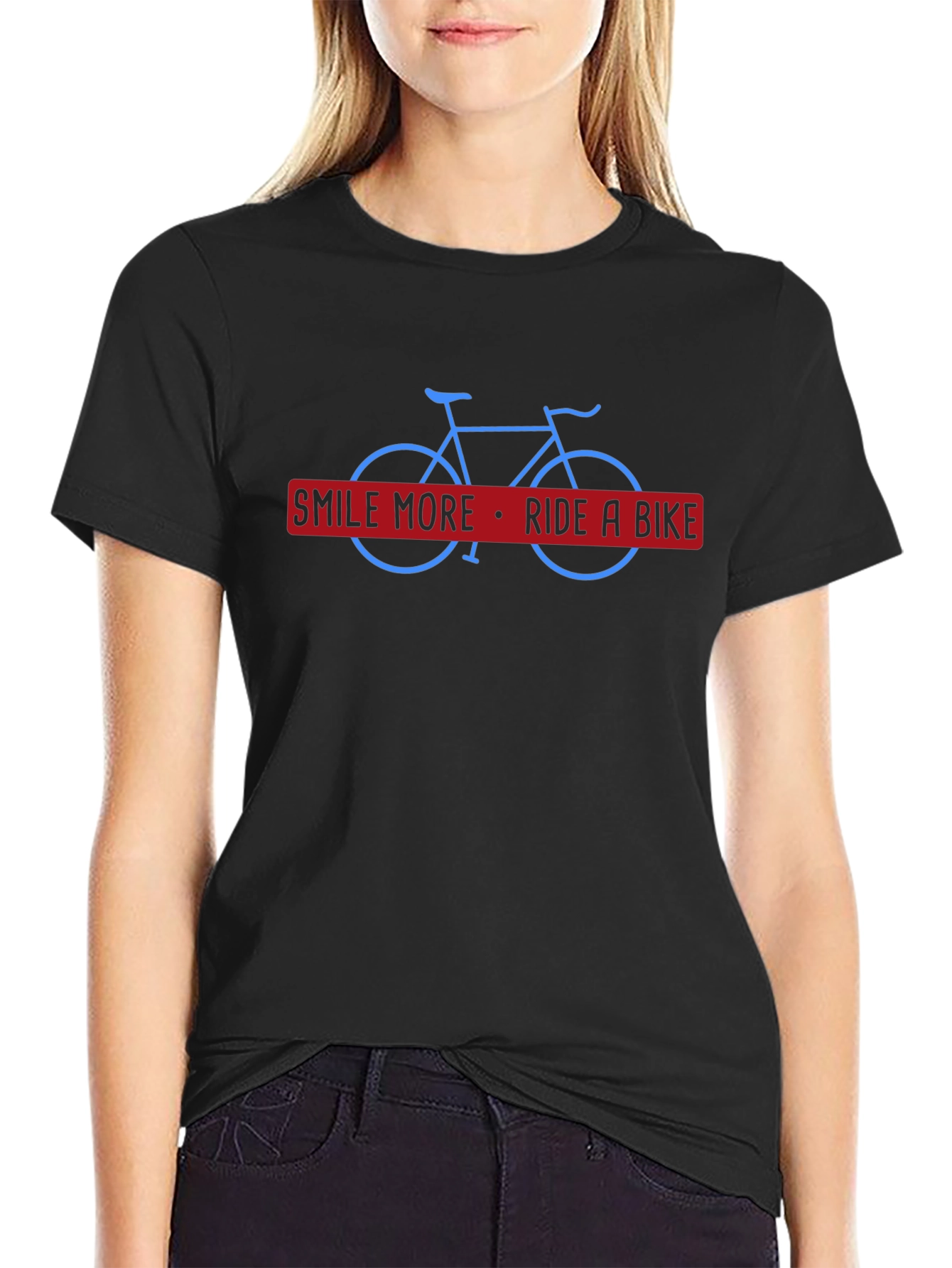 Smile More Ride a Bike Black T-Shirt