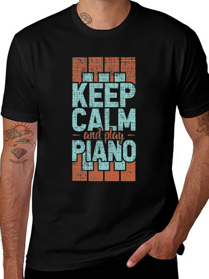 Keep Calm and Play Piano Graphic T-Shirt