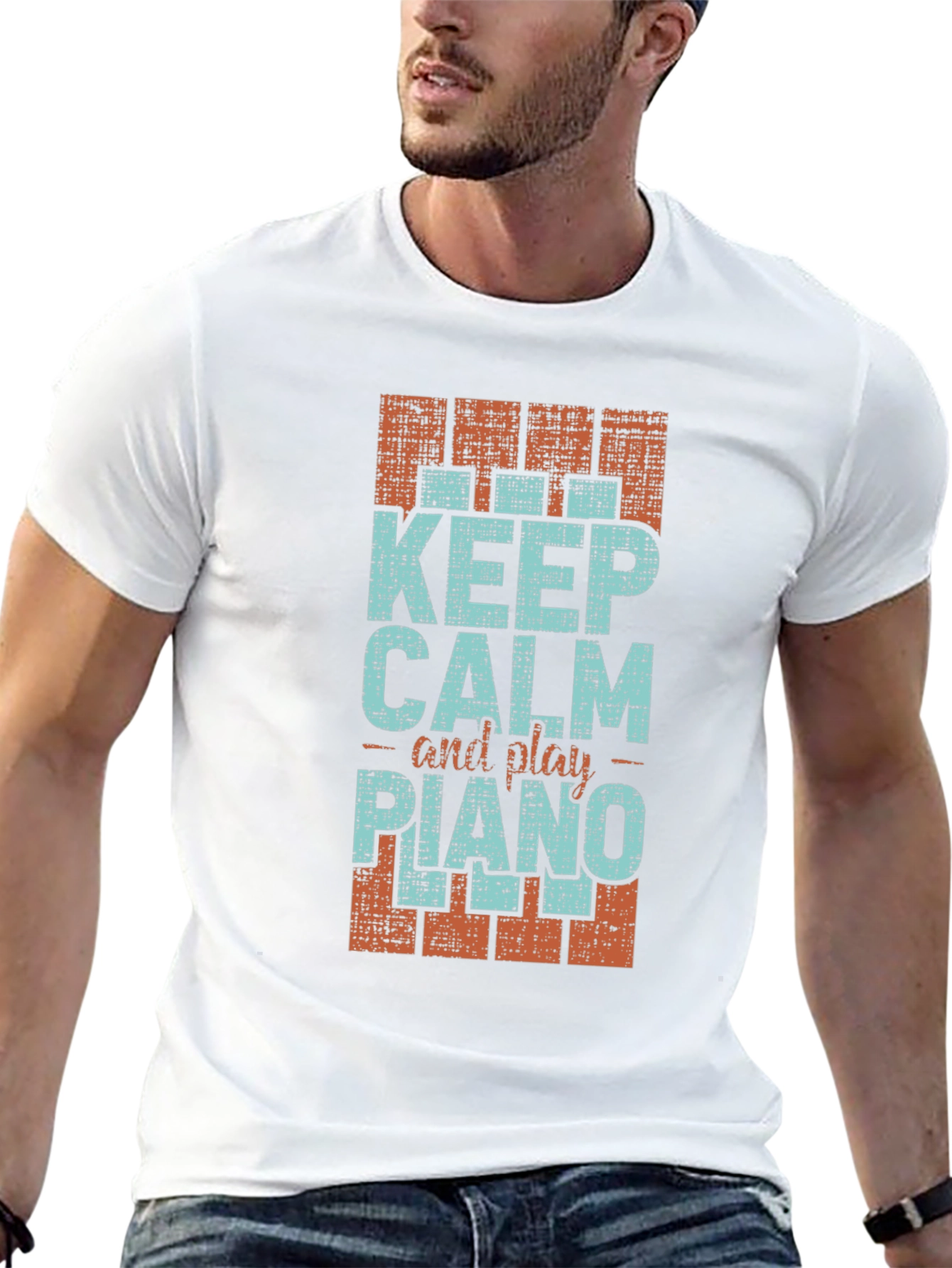 Keep Calm and Play Piano Graphic T-Shirt