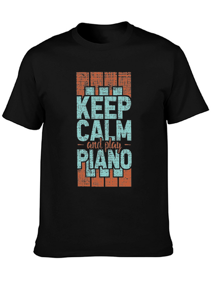Keep Calm and Play Piano Graphic T-Shirt