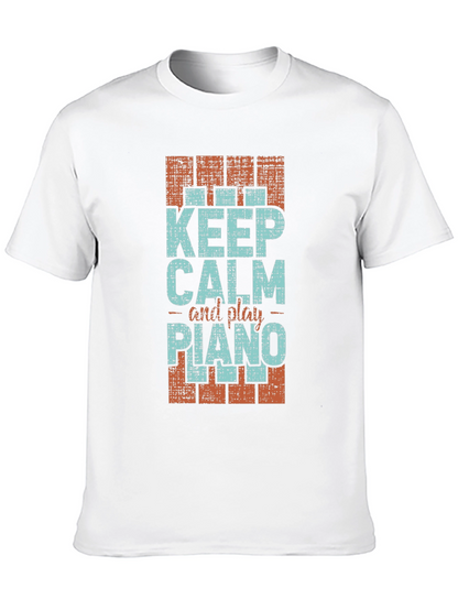 Keep Calm and Play Piano Graphic T-Shirt