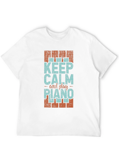 Keep Calm and Play Piano Graphic T-Shirt