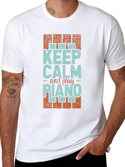 Keep Calm and Play Piano Graphic T-Shirt