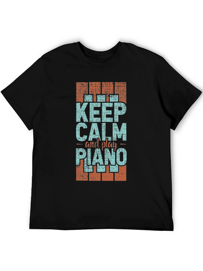 Keep Calm and Play Piano Graphic T-Shirt
