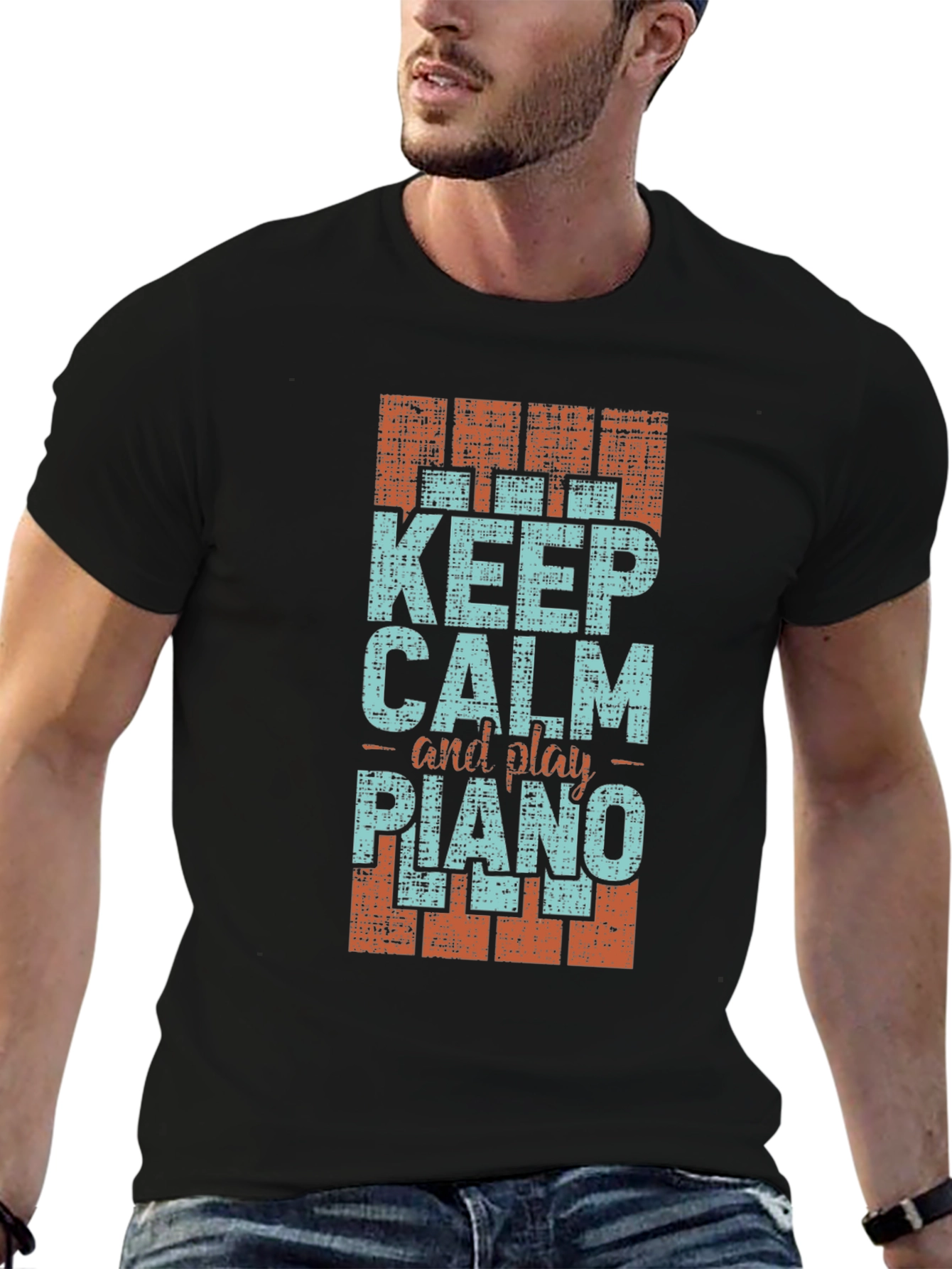 Keep Calm and Play Piano Graphic T-Shirt