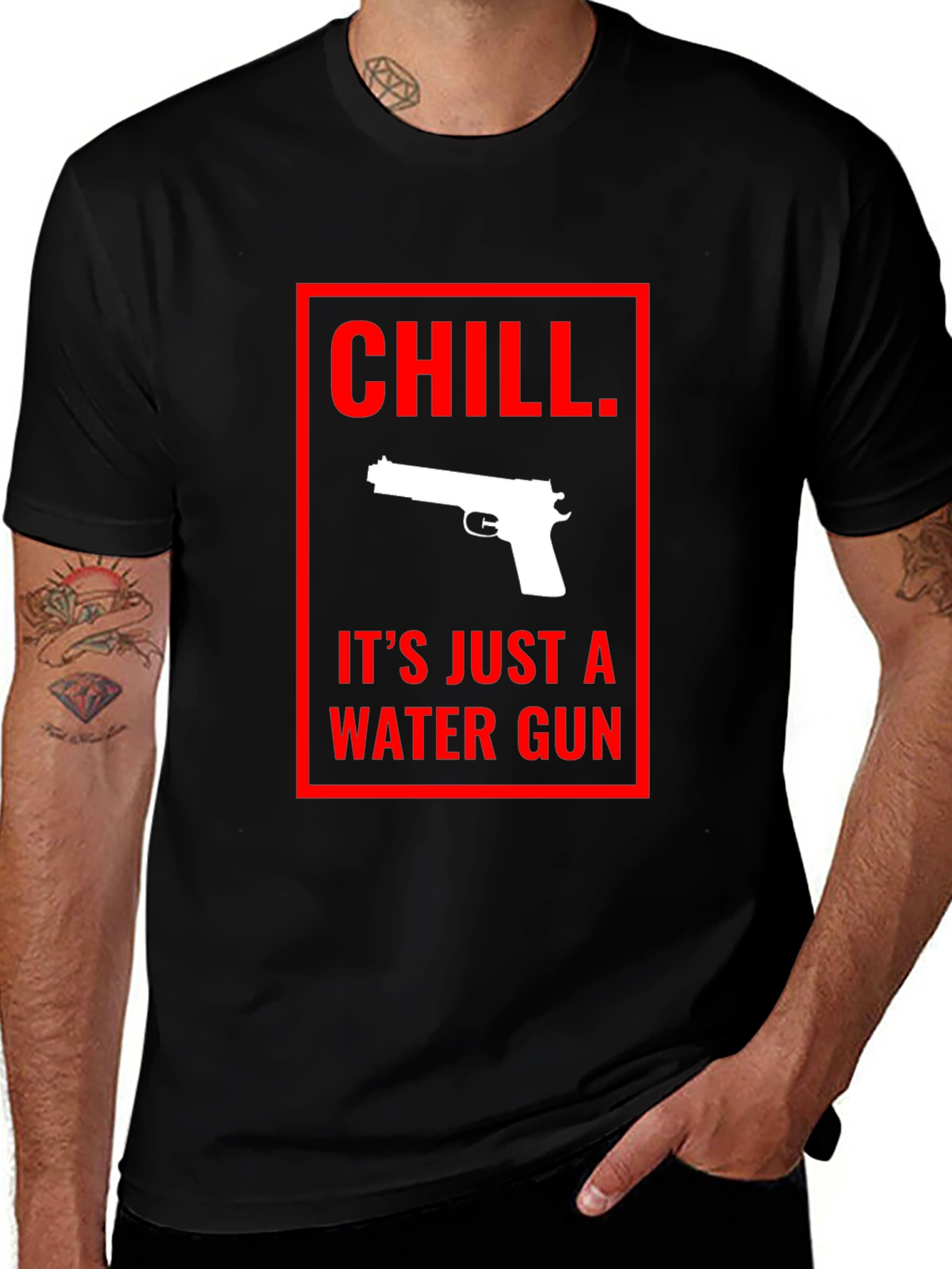 Chill Water Gun Graphic Tee - Black
