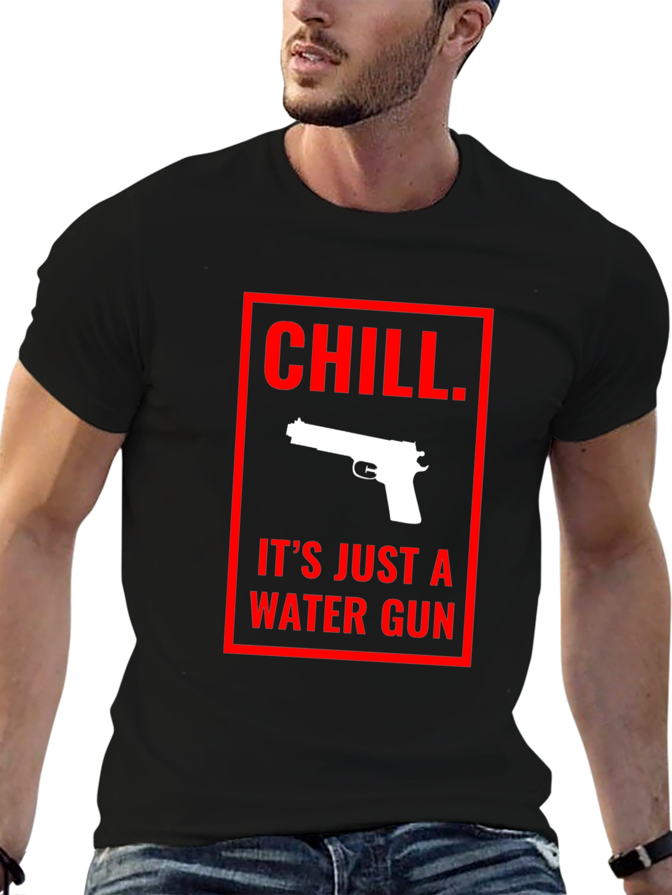 Chill Water Gun Graphic Tee - Black