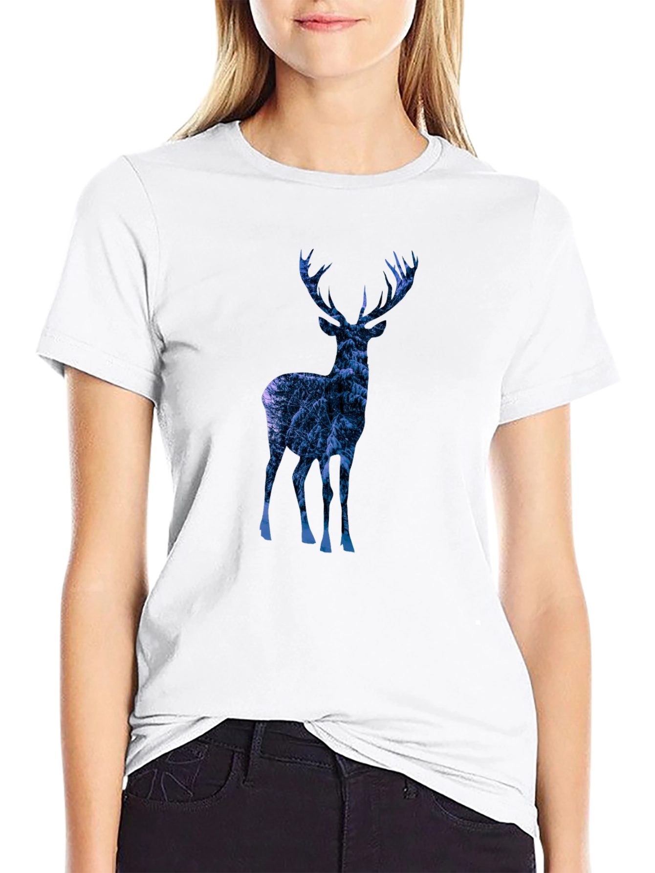 Deer Silhouette Graphic Tee - Mens Black T-Shirt