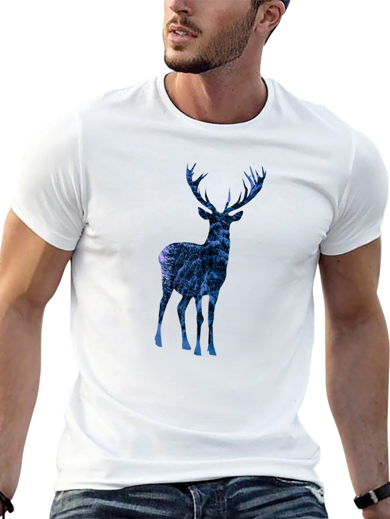 Deer Silhouette Graphic Tee - Mens Black T-Shirt