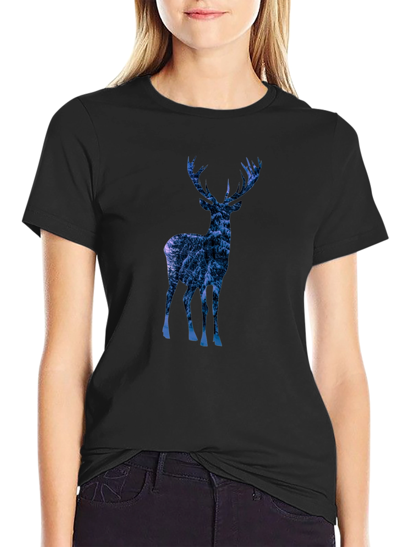 Deer Silhouette Graphic Tee - Mens Black T-Shirt