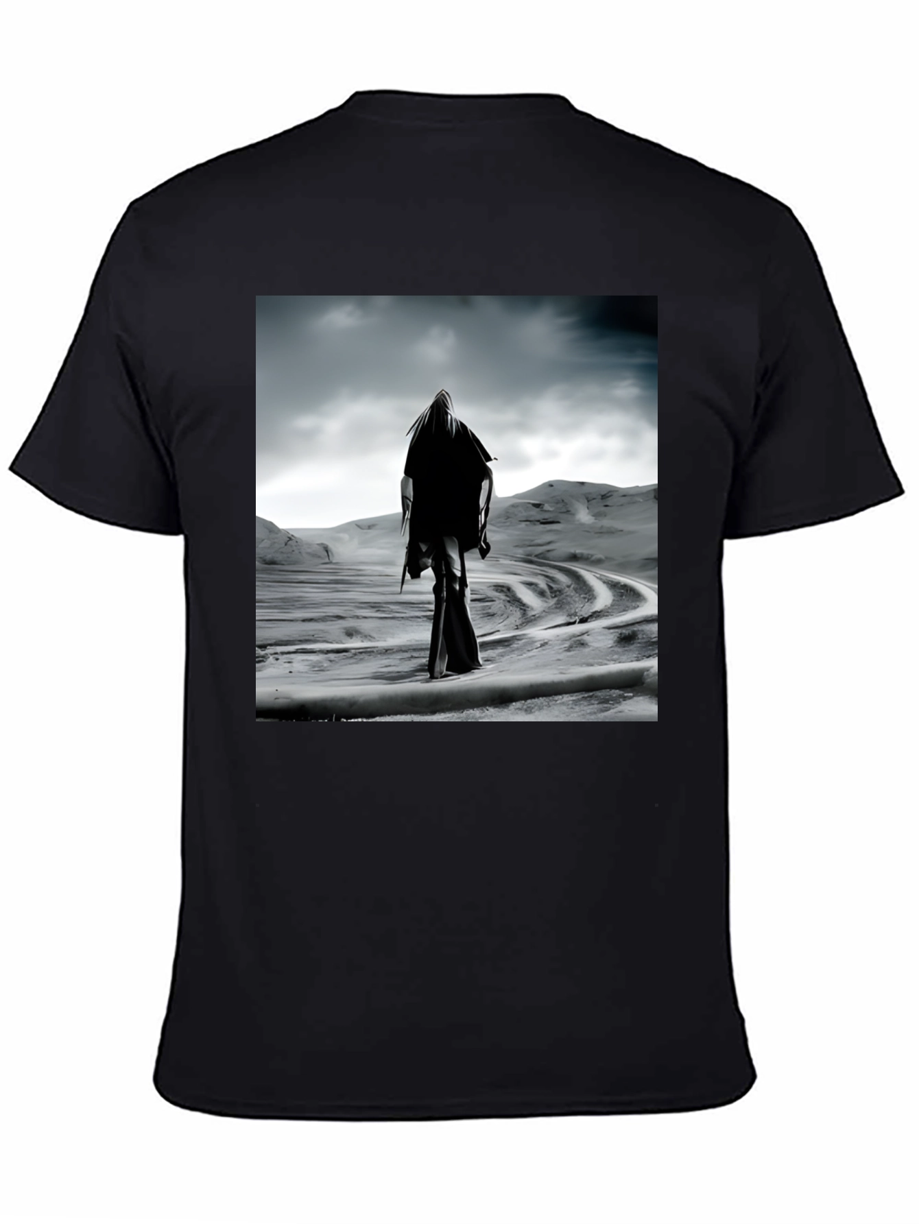 Mystic Wanderer Graphic Tee - Black Cotton Comfort