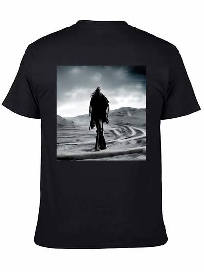 Mystic Wanderer Graphic Tee - Black Cotton Comfort