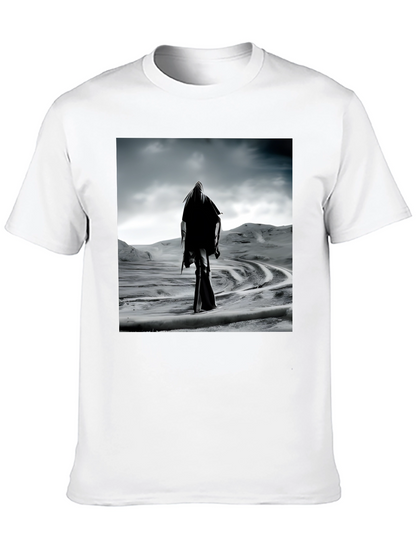 Mystic Wanderer Graphic Tee - Black Cotton Comfort