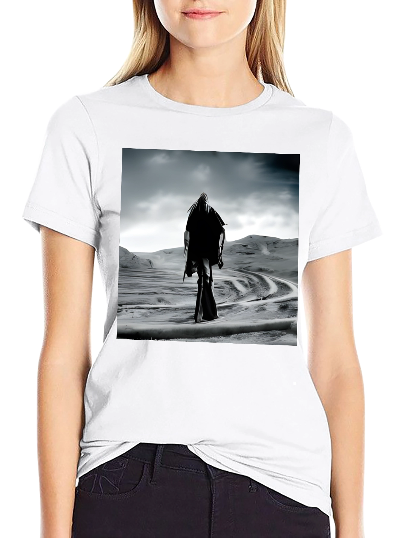 Mystic Wanderer Graphic Tee - Black Cotton Comfort