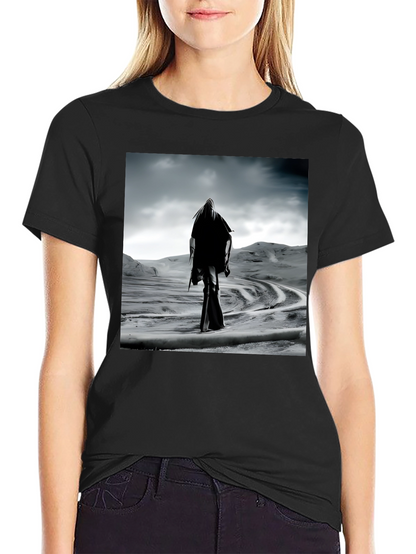 Mystic Wanderer Graphic Tee - Black Cotton Comfort