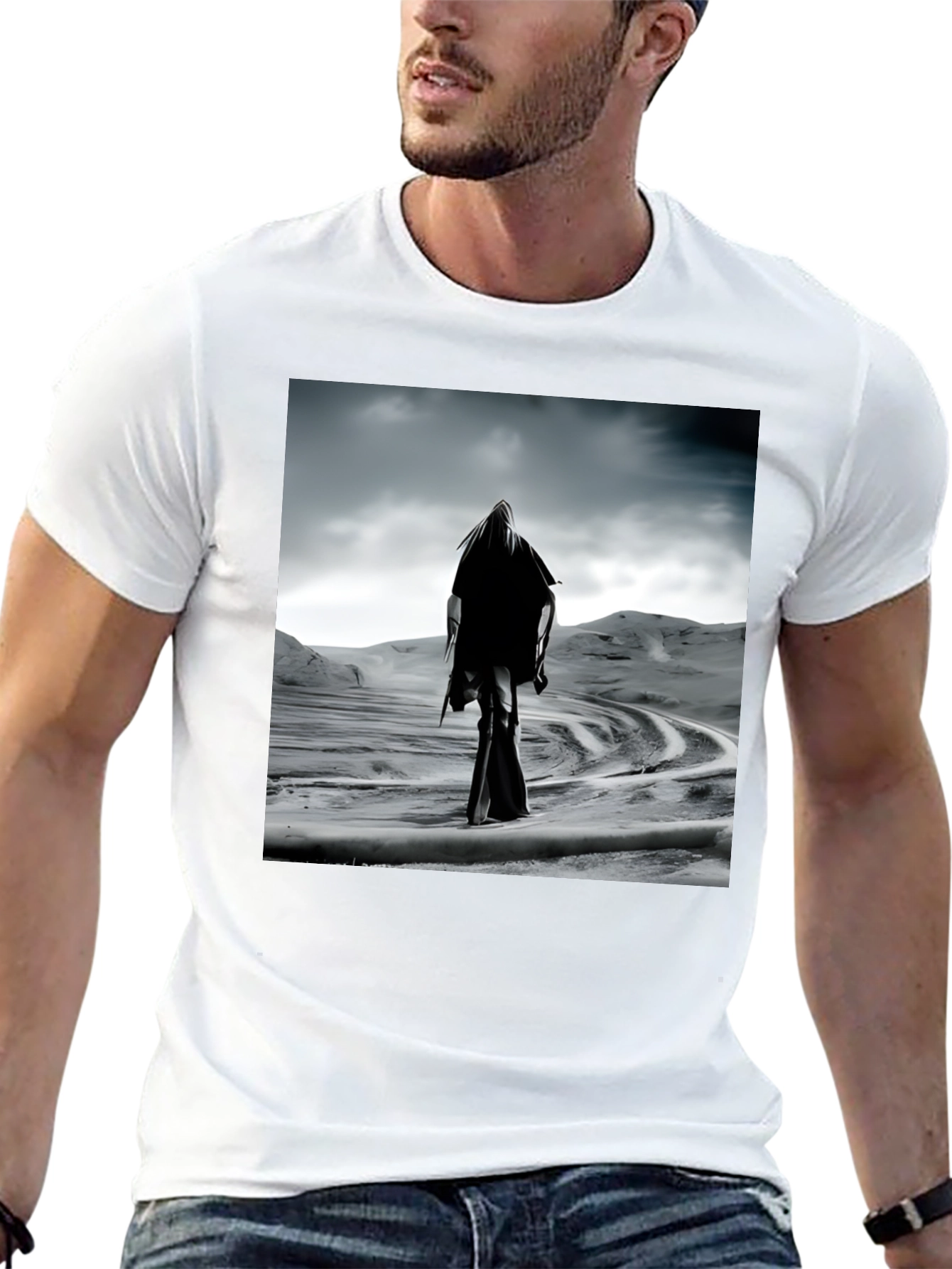 Mystic Wanderer Graphic Tee - Black Cotton Comfort