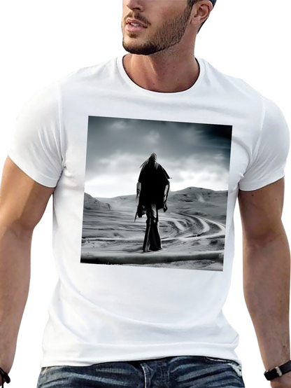 Mystic Wanderer Graphic Tee - Black Cotton Comfort