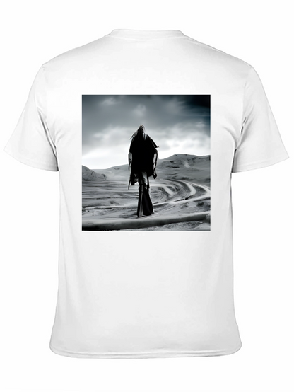 Mystic Wanderer Graphic Tee - Black Cotton Comfort