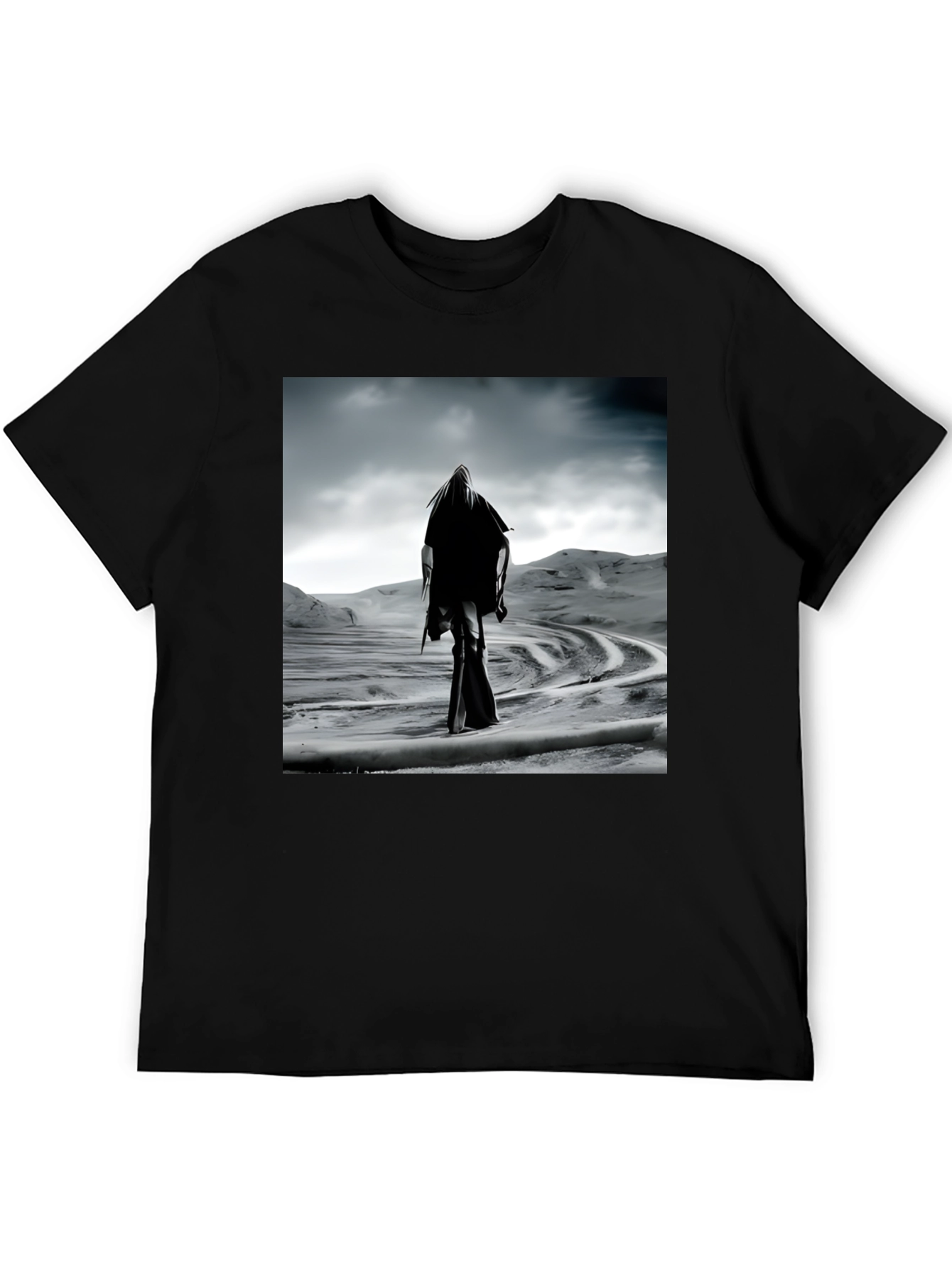 Mystic Wanderer Graphic Tee - Black Cotton Comfort