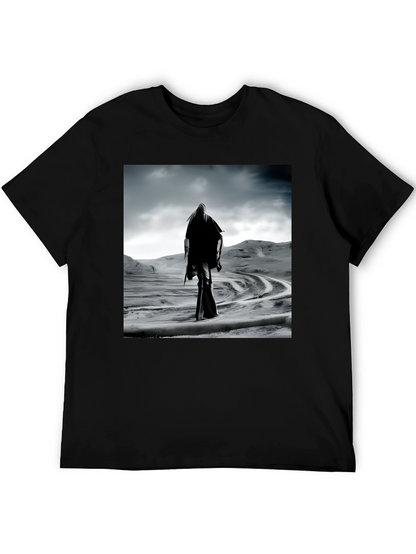 Mystic Wanderer Graphic Tee - Black Cotton Comfort