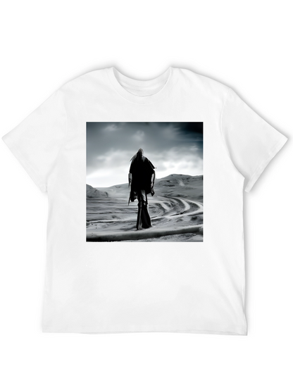 Mystic Wanderer Graphic Tee - Black Cotton Comfort