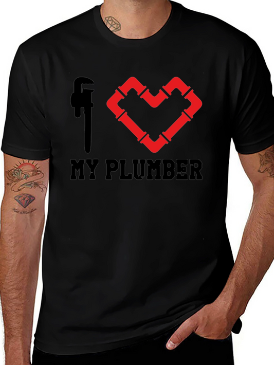 I Heart My Plumber Black Graphic Tee