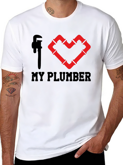 I Heart My Plumber Black Graphic Tee
