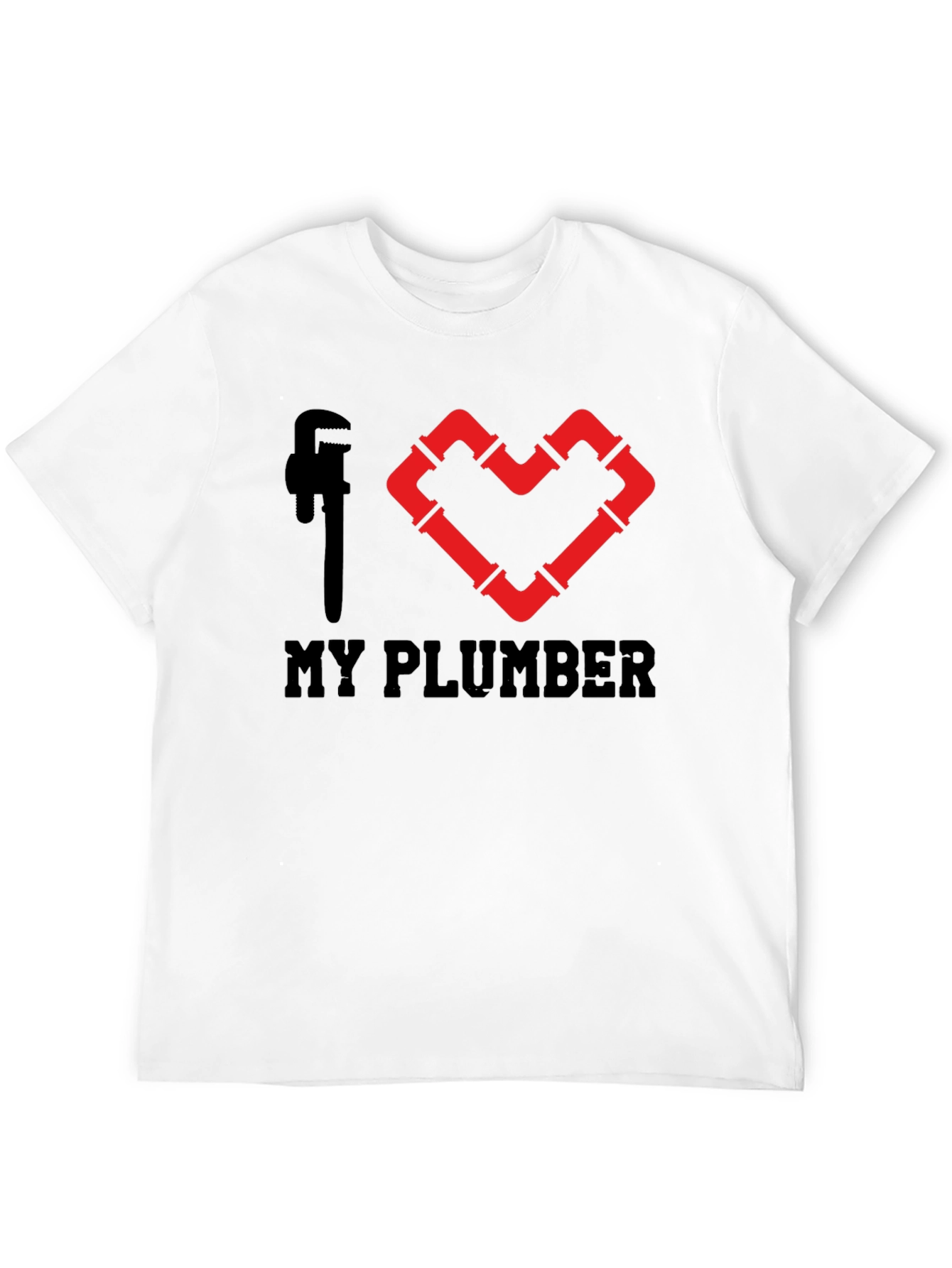 I Heart My Plumber Black Graphic Tee