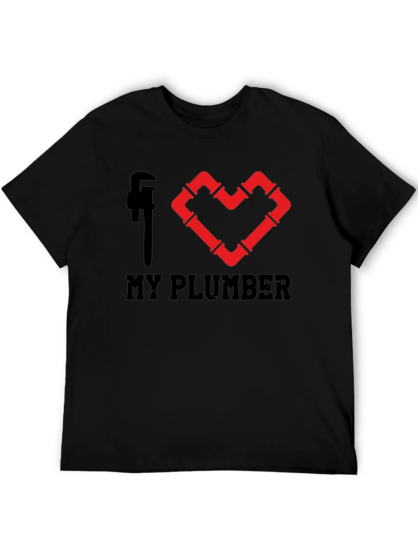 I Heart My Plumber Black Graphic Tee