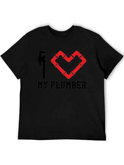 I Heart My Plumber Black Graphic Tee