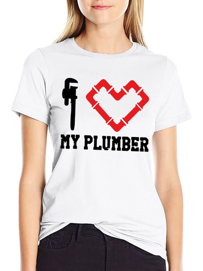 I Heart My Plumber Black Graphic Tee