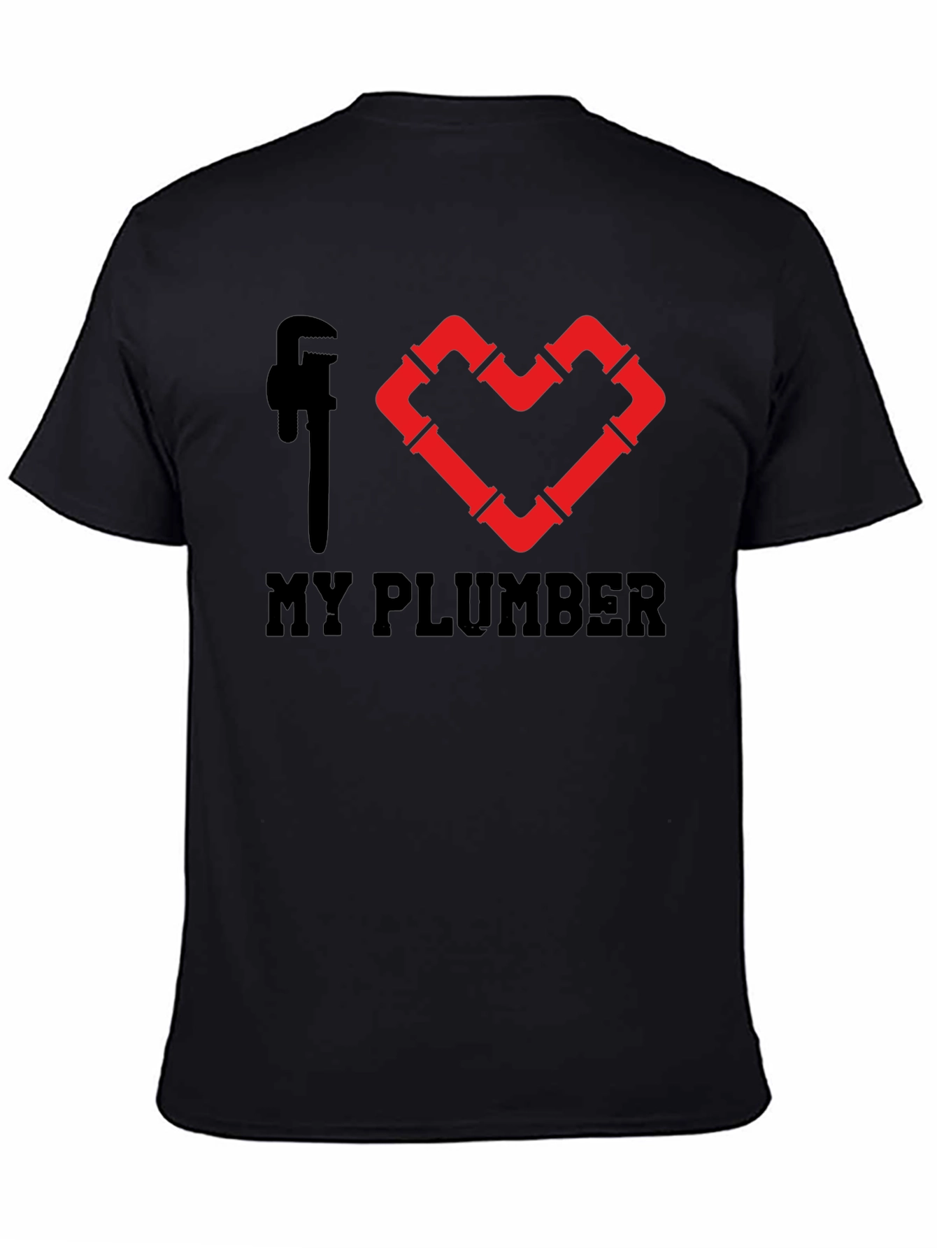I Heart My Plumber Black Graphic Tee