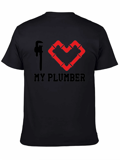 I Heart My Plumber Black Graphic Tee