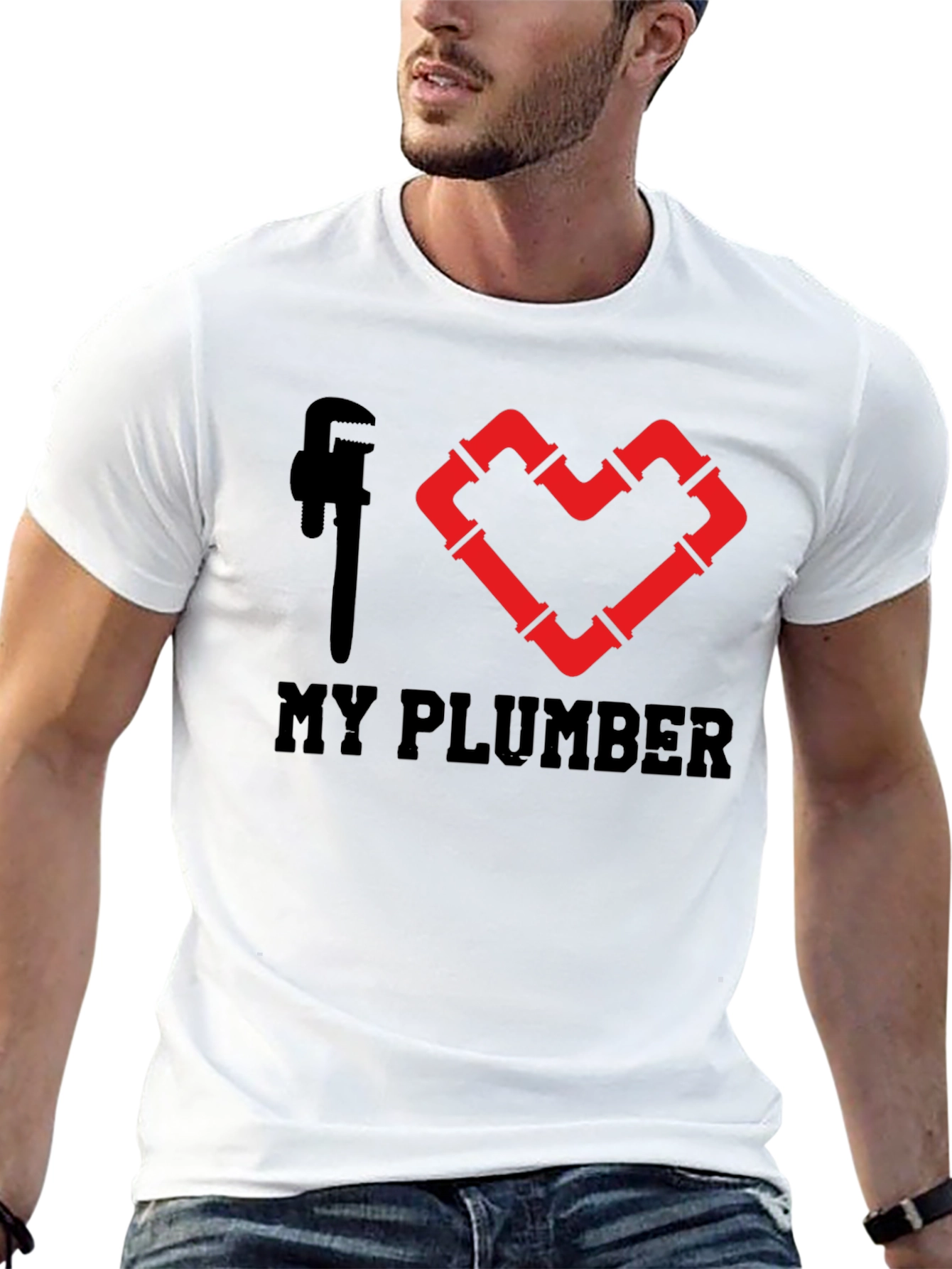 I Heart My Plumber Black Graphic Tee